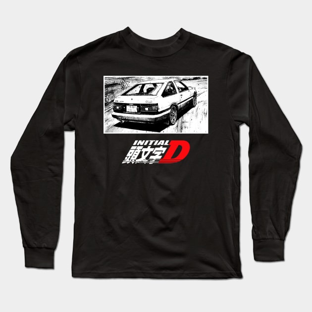 Black and White Manga Art Initial D v2 Long Sleeve T-Shirt by DeathAnarchy